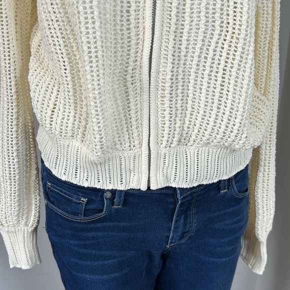 Rag and Bone Miley Hoodie Open Knit Sweater Pointelle Zip Front Sz XS NEW - Picture 7 of 13